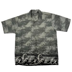 Vintage Tribal Shirt Men's XL Y2K Asian Script Pineapple‎ Connection Grunge Emo